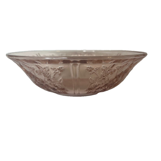 Vintage Federal Glass Sharon Cabbage Rose Pink 10” Serving Bowl - Depression