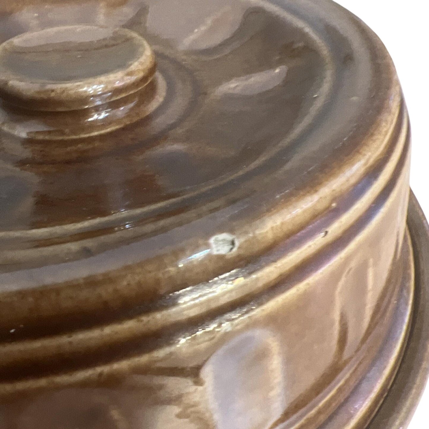 Vintage 2 Qt Brown Glaze Bean Pot Crock Stoneware Dutch Oven marked USA