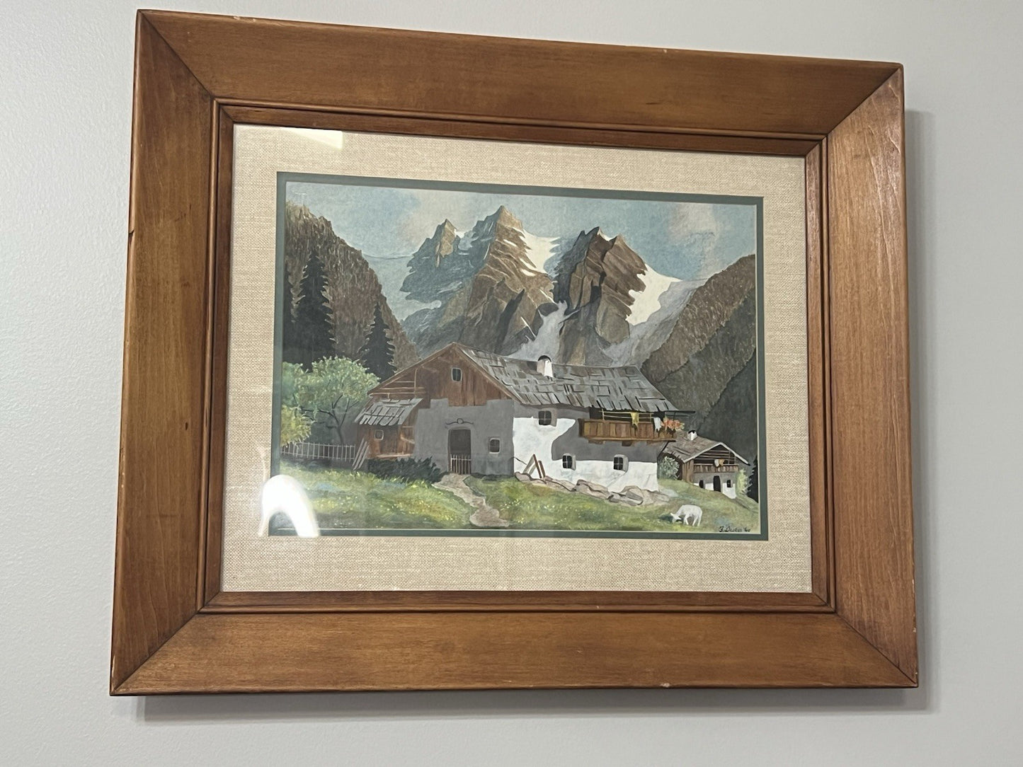 1960 Vintage Original Oil Painting Spring Alpine Landscape Signed & Framed