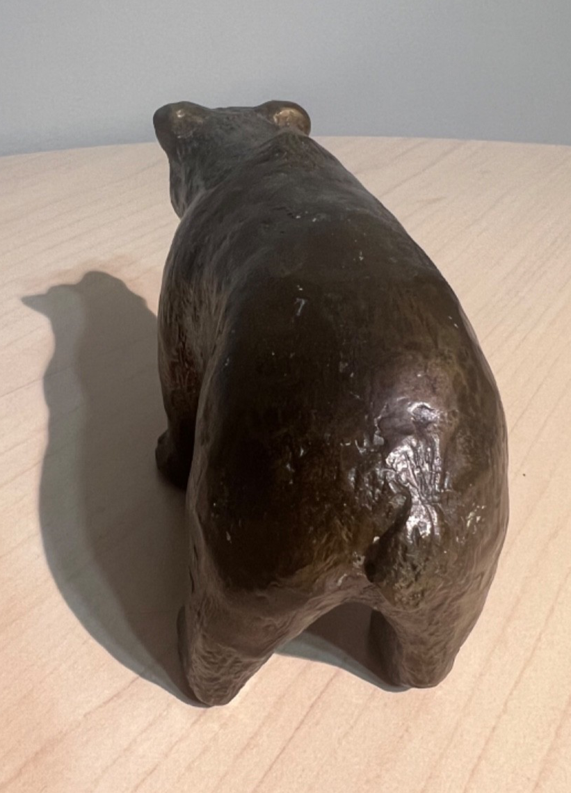 Vintage Cast Bronze Brass Bear Figurine Paperweight 5.5” X 2” Great Detail