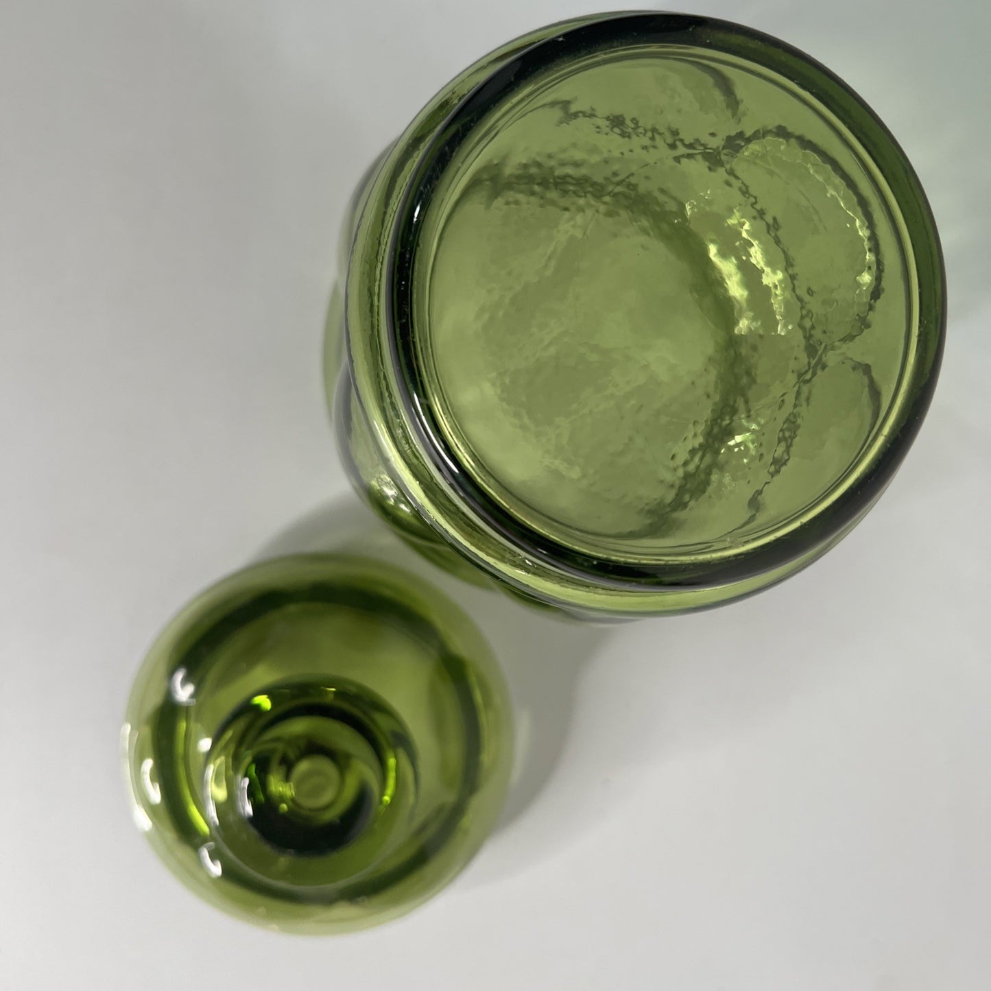 Vintage L.E. Smith Avocado Green Glass Storage Apothecary Jar with Lid