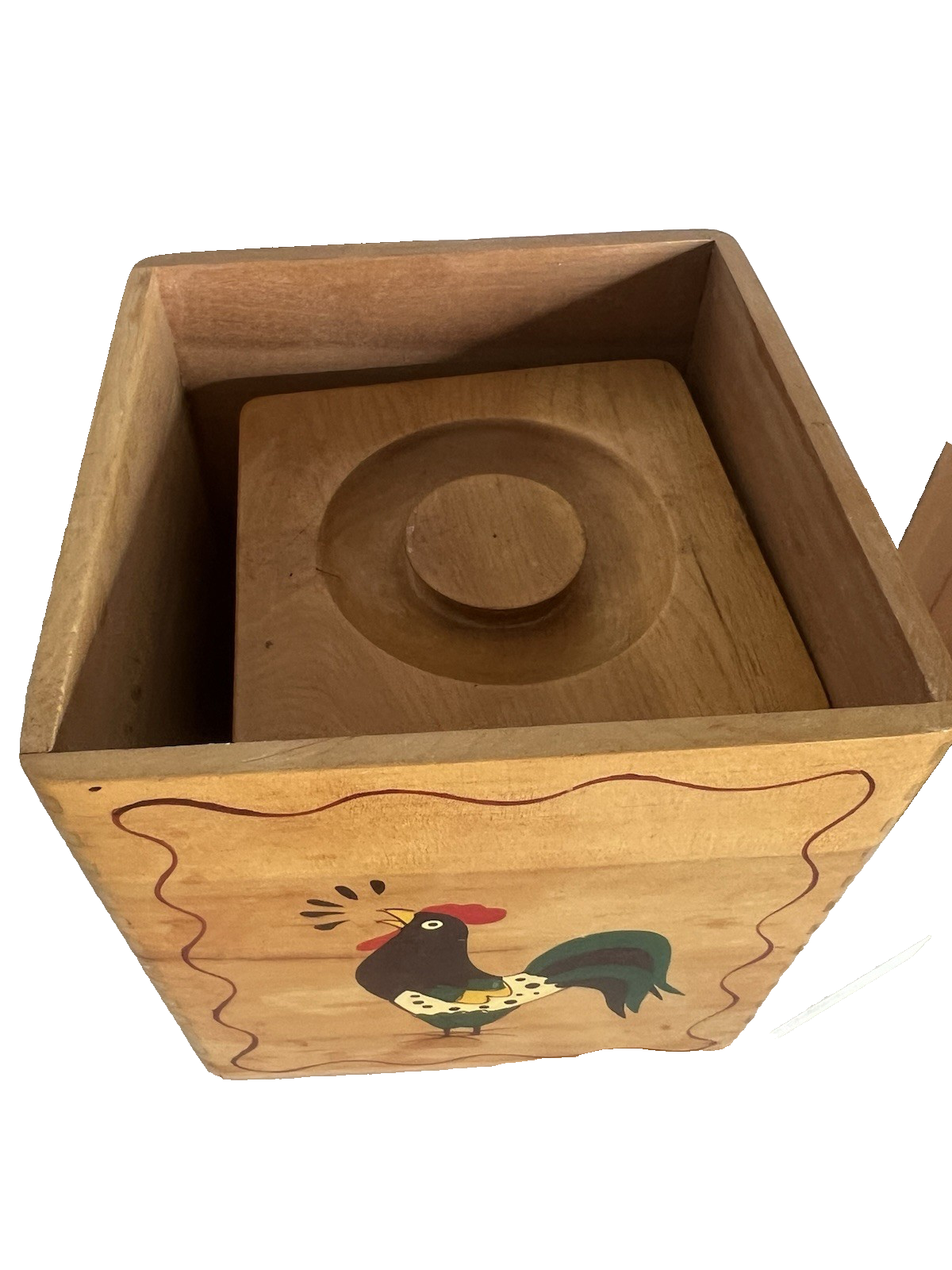 Vintage Holly-Woodware Canisters (2) Handpainted Rooster w/Trim Nestled, Awesome