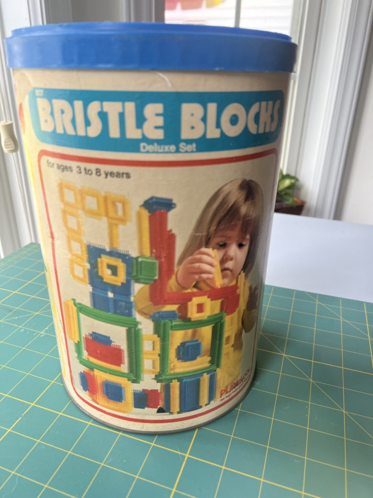 Vintage Playskool Bristle Blocks 1975 Tube & 58 Blocks