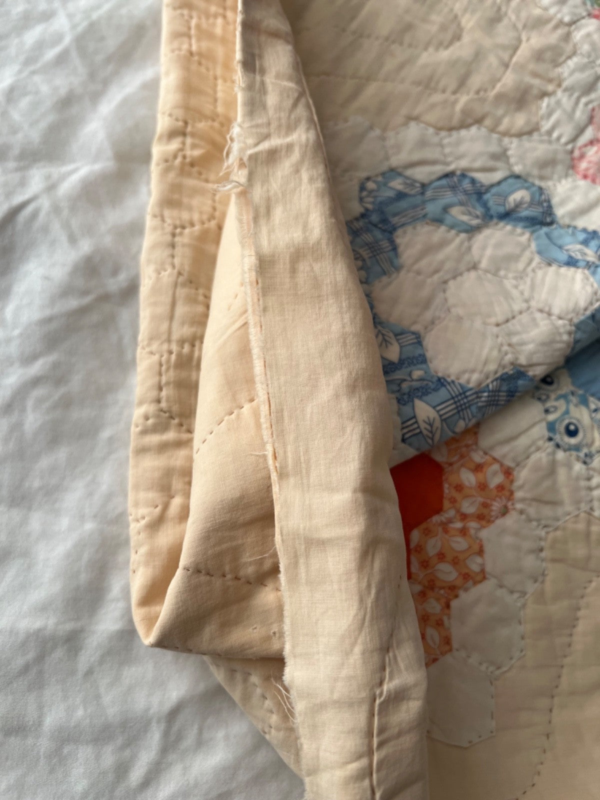 1930's Grandmother's Flower Garden Antique Quilt 80x79