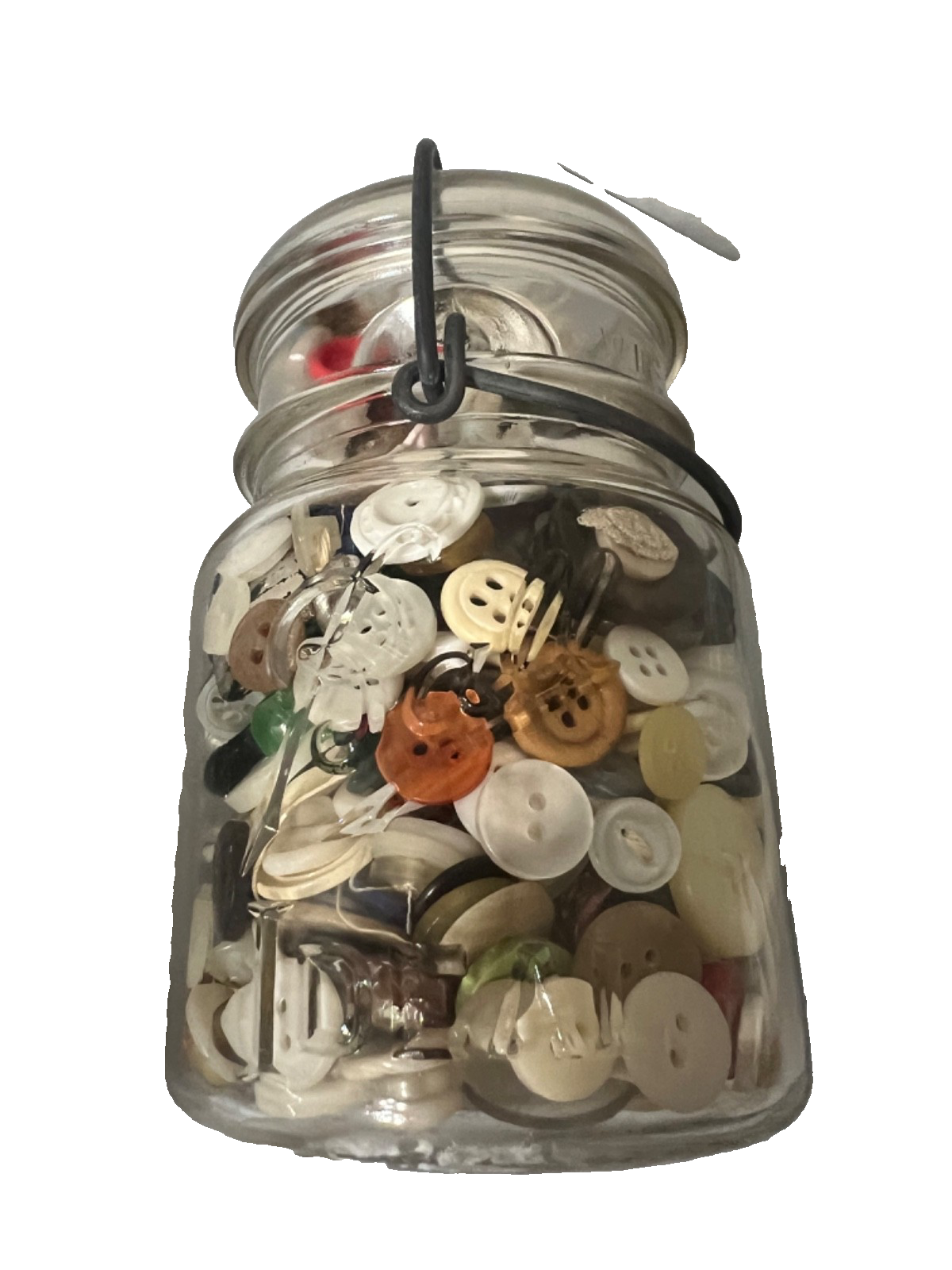Vintage Ball Glass Pint Jar full of Antique Buttons!