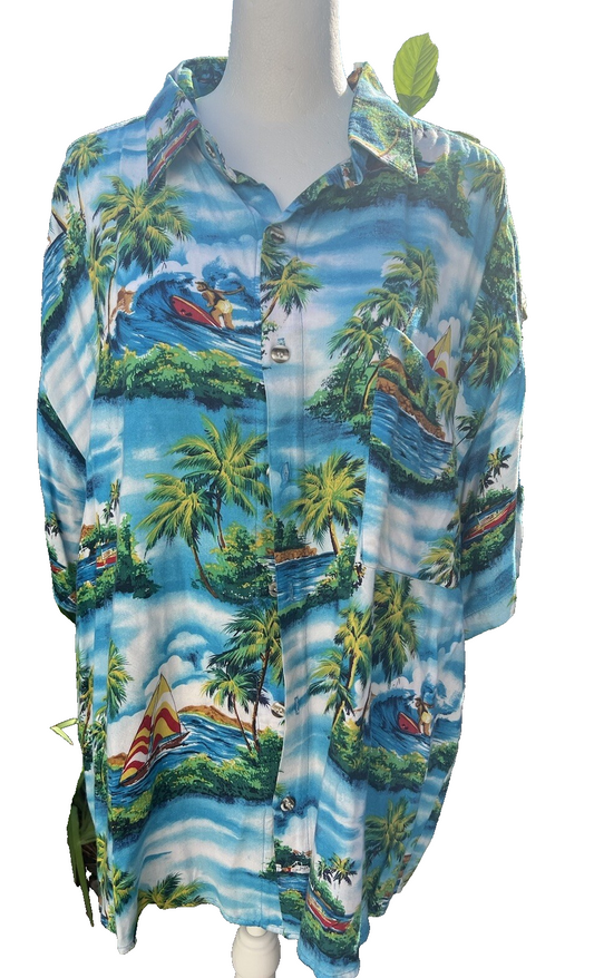 Vtg Men's M Paradise of the Pacific Hawaiian Button Up Aloha Shirt USA Made