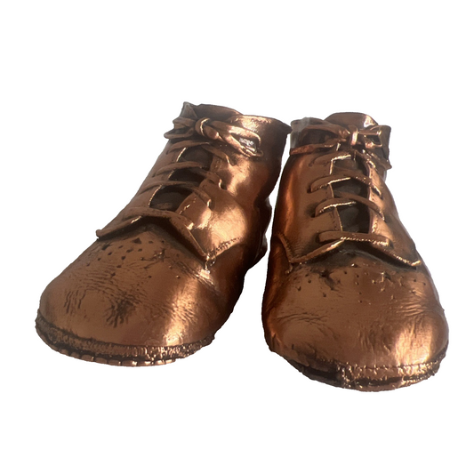 Vintage Copper Bronze Dipped Baby Shoes Heirloom Shelf Decoration