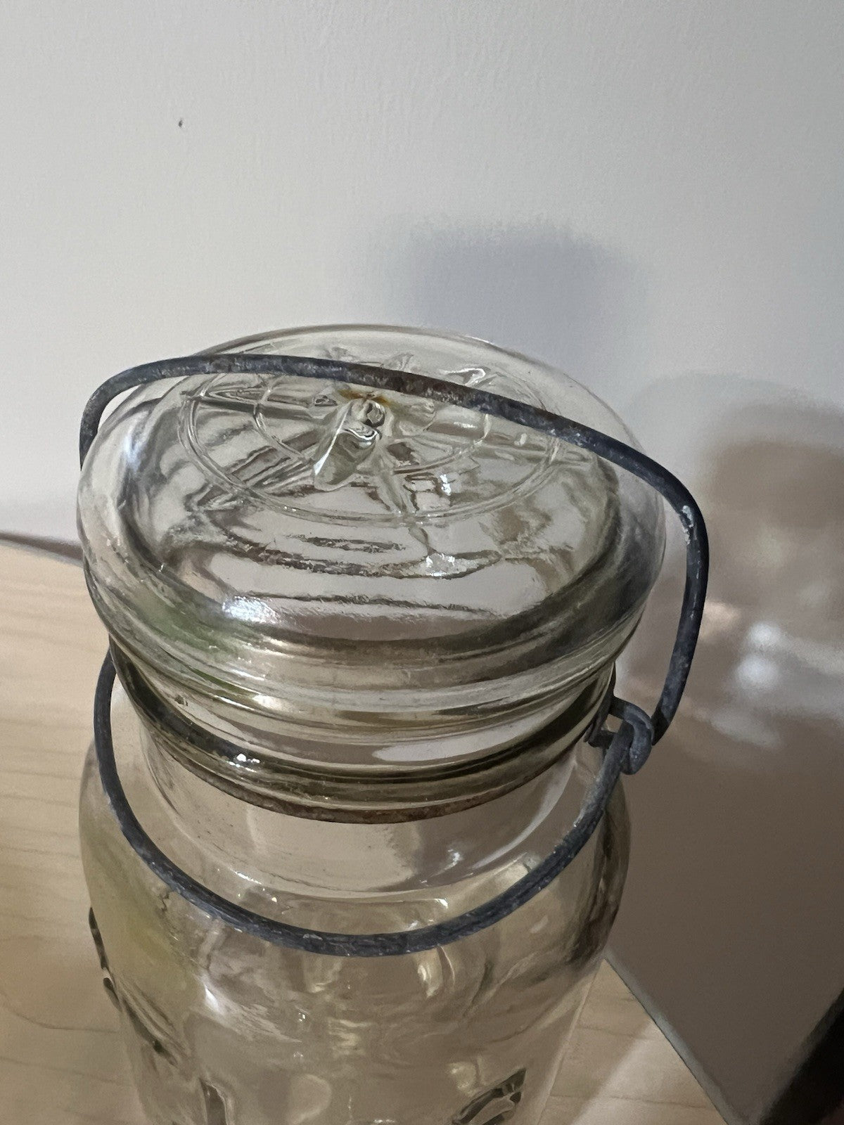 Vintage Atlas E Z Seal Quart Clear Mason Jar - Wire Bail Glass Lid