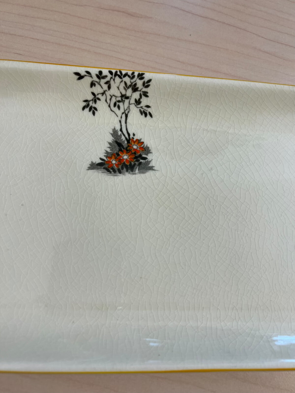 Wedgewood Art Deco Floral Serving Tray Sandwich Cake Tray w/Unicorn stamp MCM