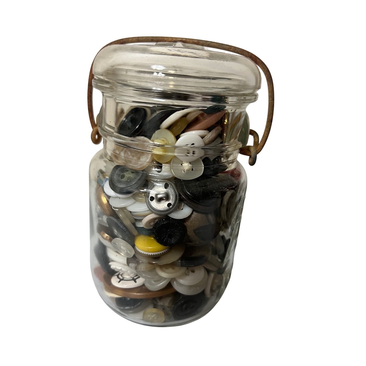 Vintage Ball Glass Pint Jar full of Antique Buttons!