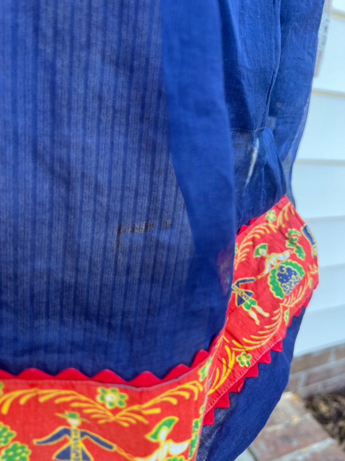 Vintage Scandinavian Blue Organza Tie Back Half Apron, SO pretty!