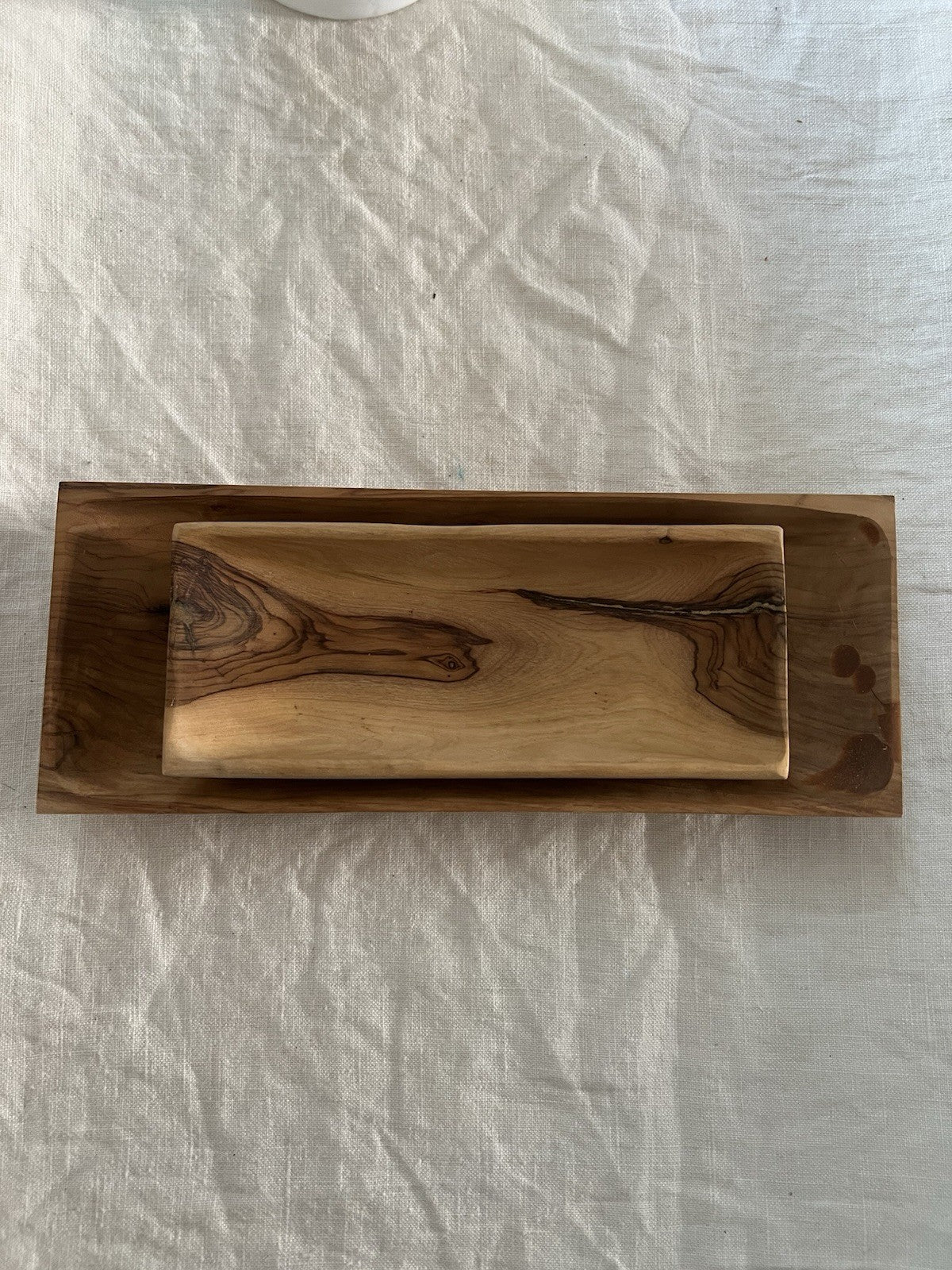 Vintage Olive Wood Made In Israel c 1950's - 1960's Nesting Trays