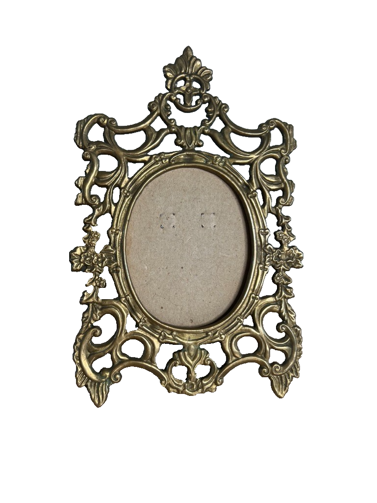 1987 Mann Vintage Brass Reticulated Easel Back Photo Frame