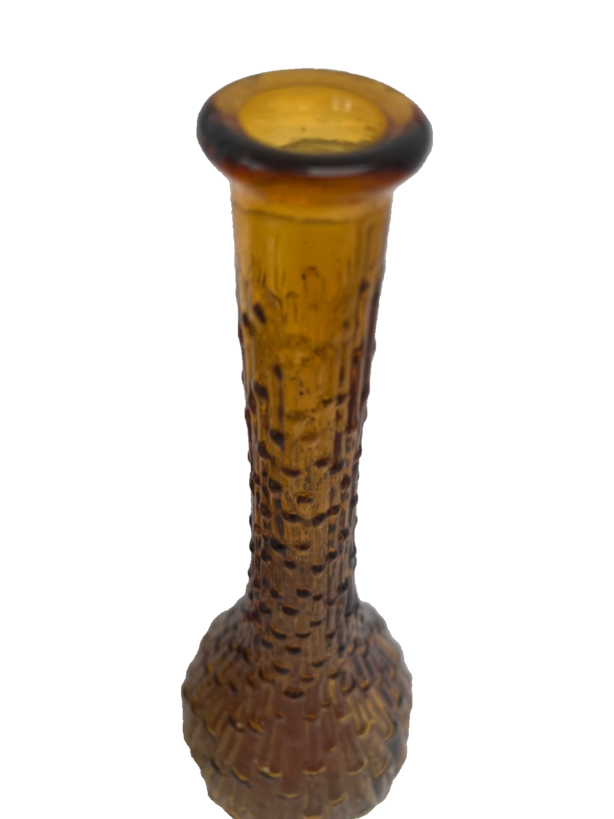 Vintage Empoli Genie Bottle Decanter Amber Wax Drip Bamboo LRG 15.25” NO STOPPER