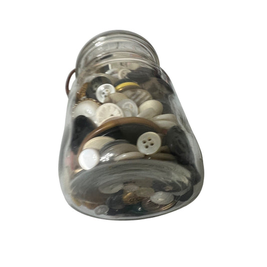 Vintage Ball Glass Pint Jar full of Antique Buttons!
