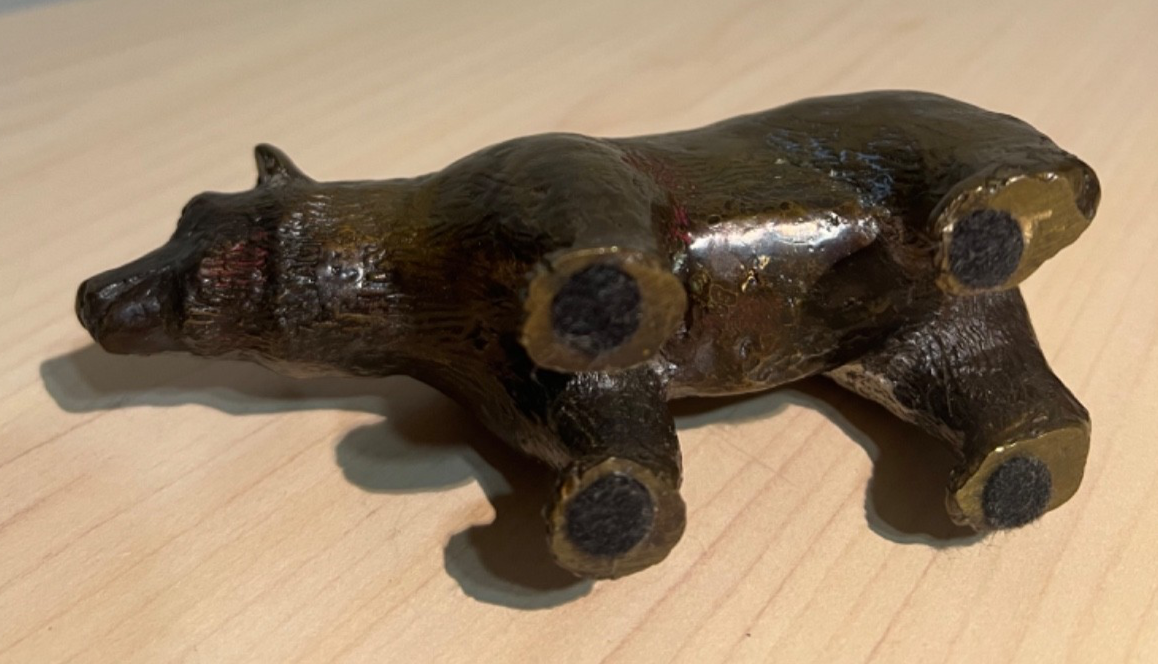 Vintage Cast Bronze Brass Bear Figurine Paperweight 5.5” X 2” Great Detail