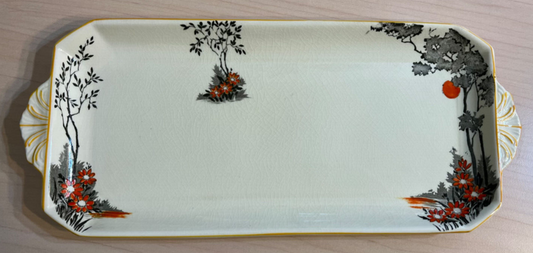 Wedgewood Art Deco Floral Serving Tray Sandwich Cake Tray w/Unicorn stamp MCM
