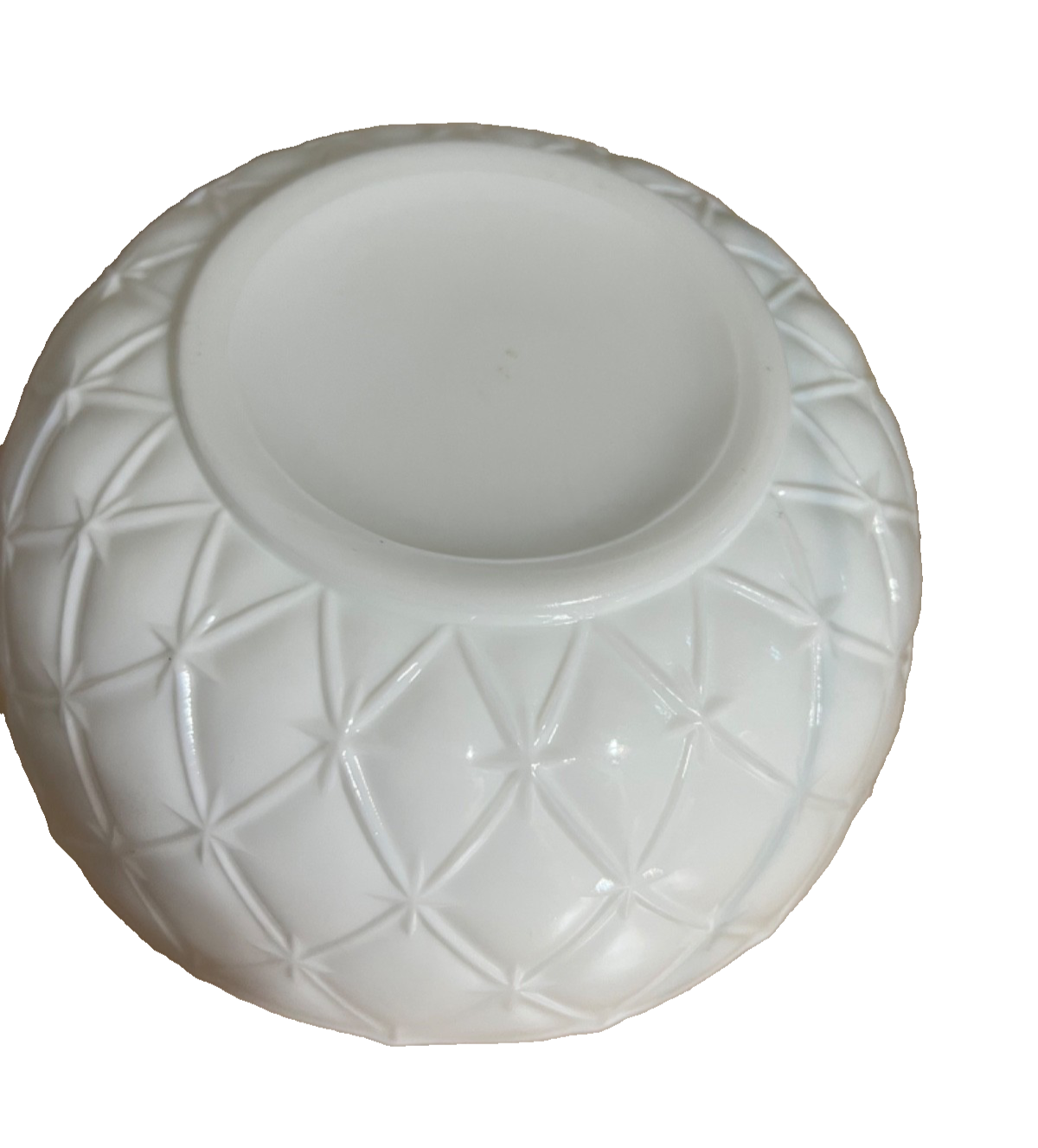 Indiana Glass Diamond Quilted Rose Bowl Duette Pattern Milk Glass Link