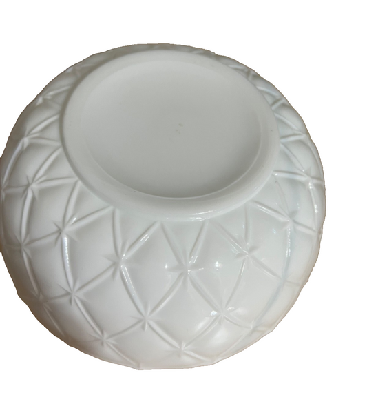 Indiana Glass Diamond Quilted Rose Bowl Duette Pattern Milk Glass Link