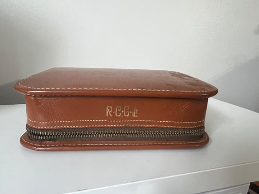 Vintage Progressive Gentleman's Leatherwear Comb Brush Leather Case