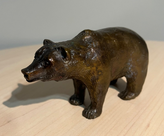 Vintage Cast Bronze Brass Bear Figurine Paperweight 5.5” X 2” Great Detail
