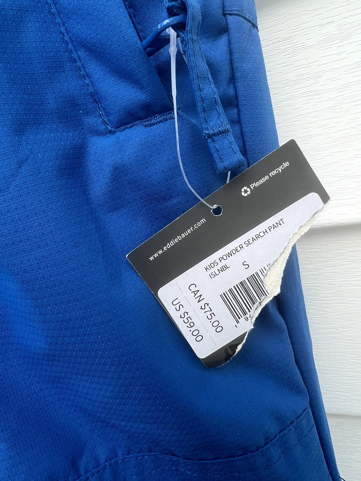 NWT Eddie Bauer Kids Snow Pants 7 / 8 Zippered Legs Reflective Logo