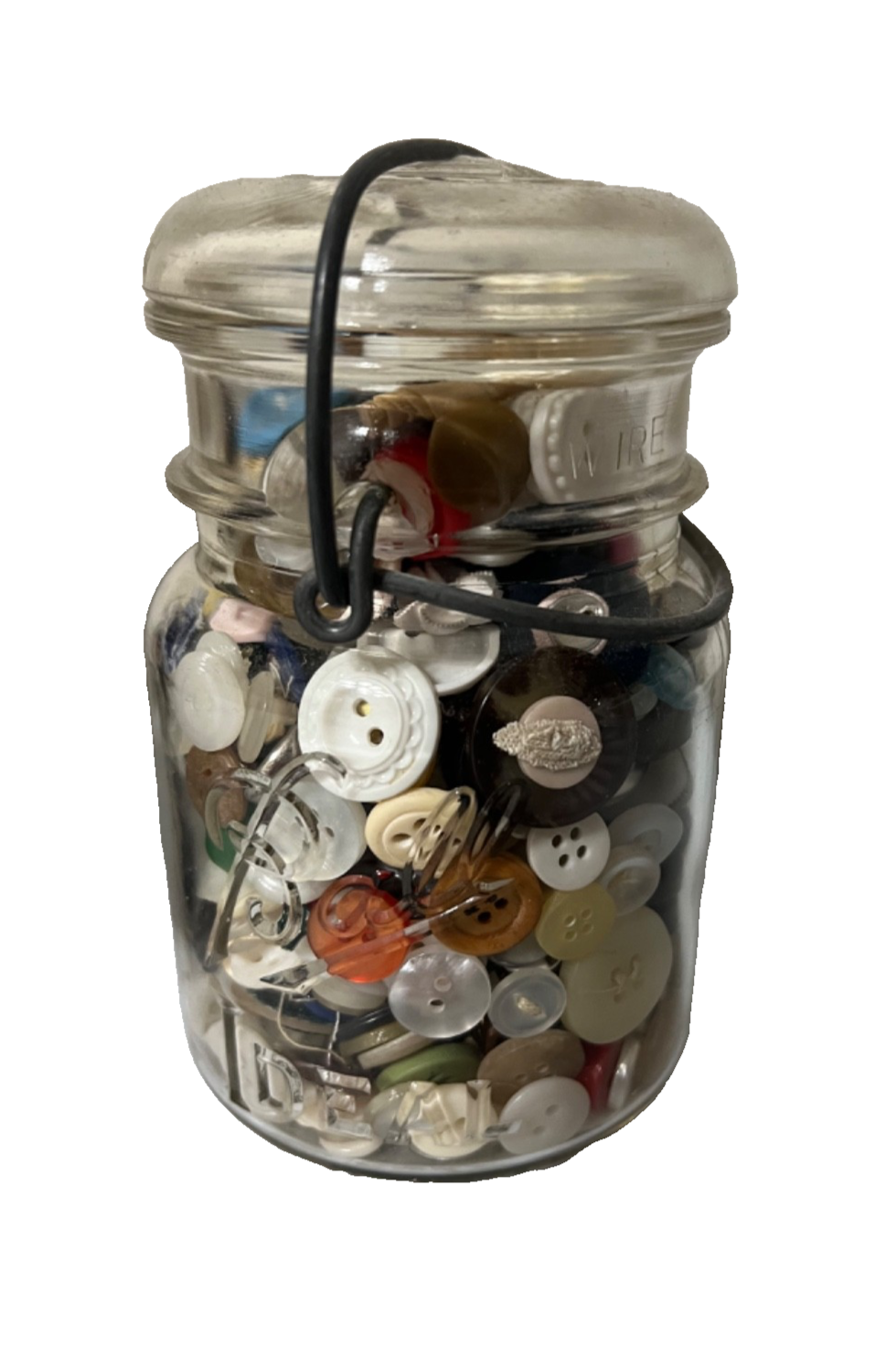 Vintage Ball Glass Pint Jar full of Antique Buttons!