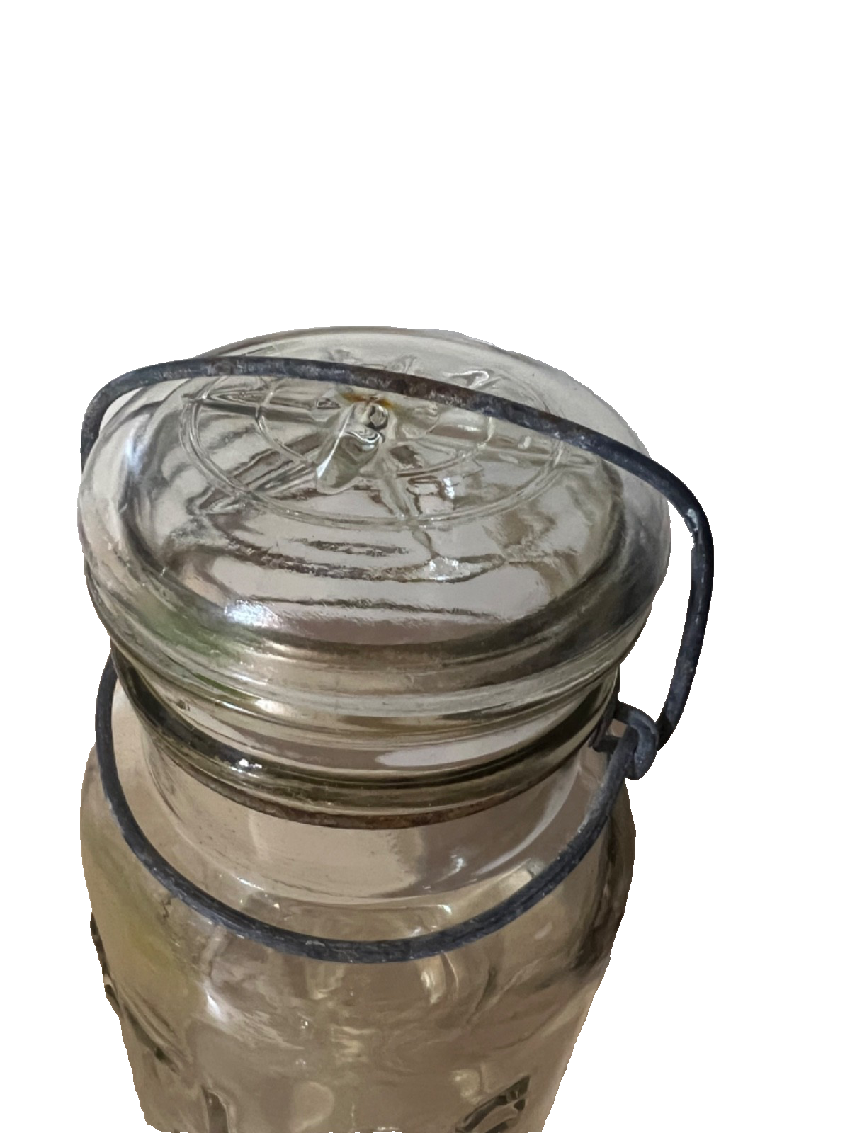 Vintage Atlas E Z Seal Quart Clear Mason Jar - Wire Bail Glass Lid