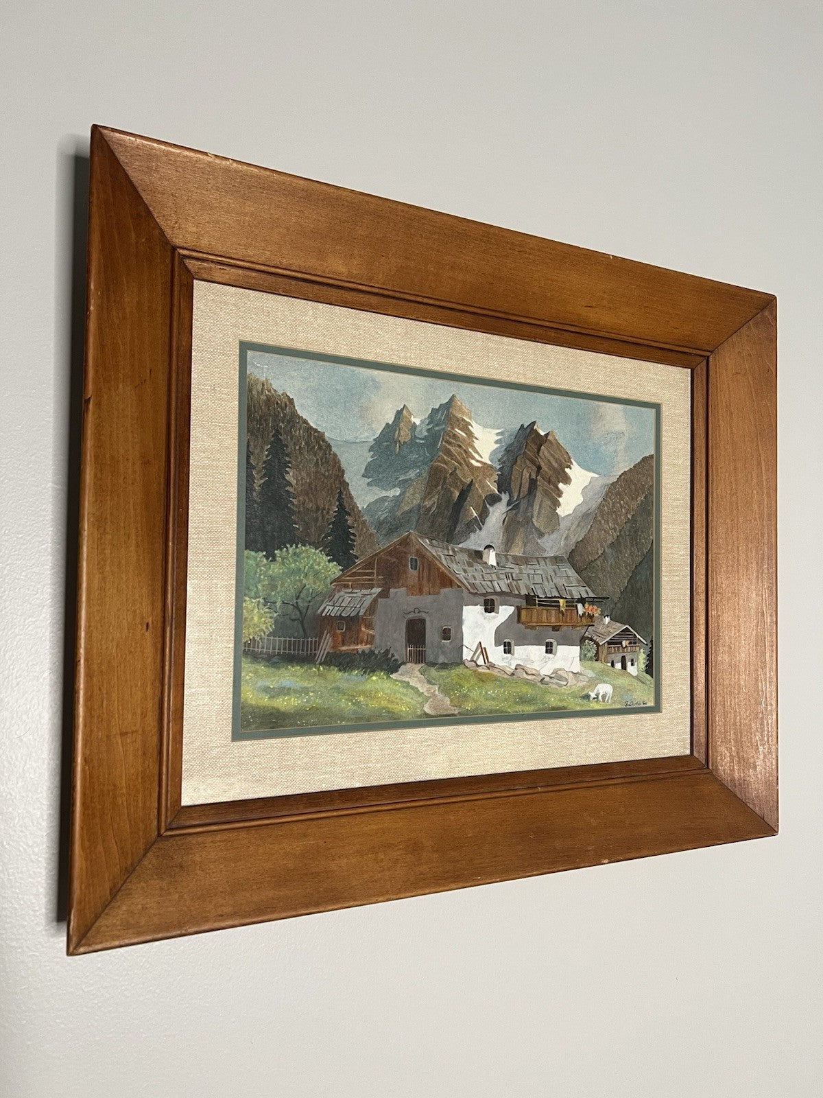 1960 Vintage Original Oil Painting Spring Alpine Landscape Signed & Framed