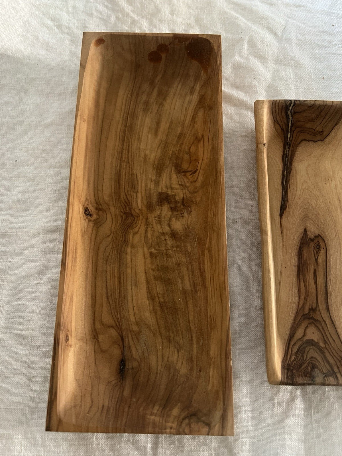 Vintage Olive Wood Made In Israel c 1950's - 1960's Nesting Trays