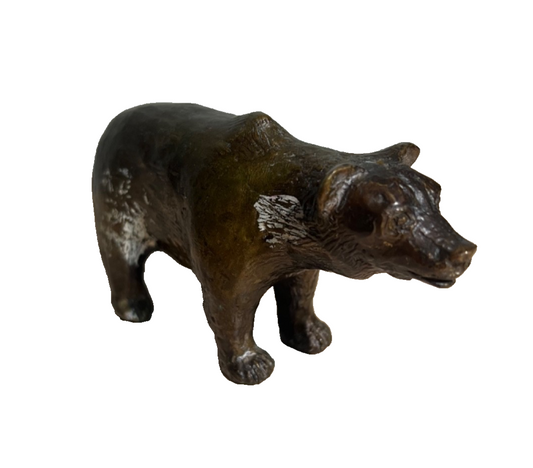 Vintage Cast Bronze Brass Bear Figurine Paperweight 5.5” X 2” Great Detail