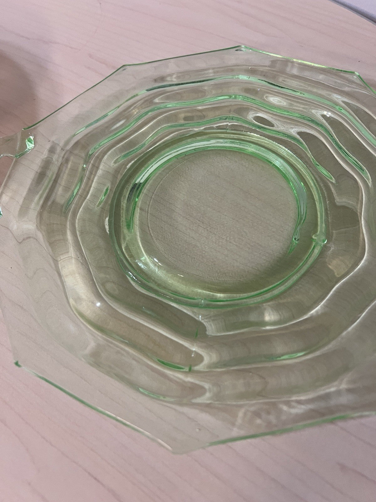 Vintage Imperial Uranium Green Depression Glass Cake/Dessert 11.5” Serving Plate