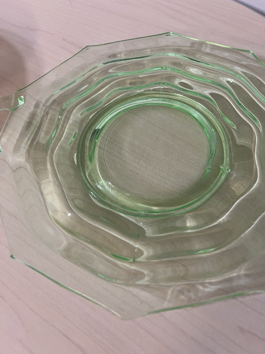 Vintage Imperial Uranium Green Depression Glass Cake/Dessert 11.5” Serving Plate