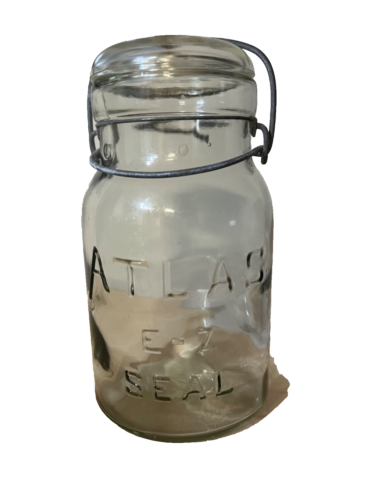 Vintage Atlas E Z Seal Quart Mason Jar w/ Amazing Bubbles Wire Bail Glass Lid