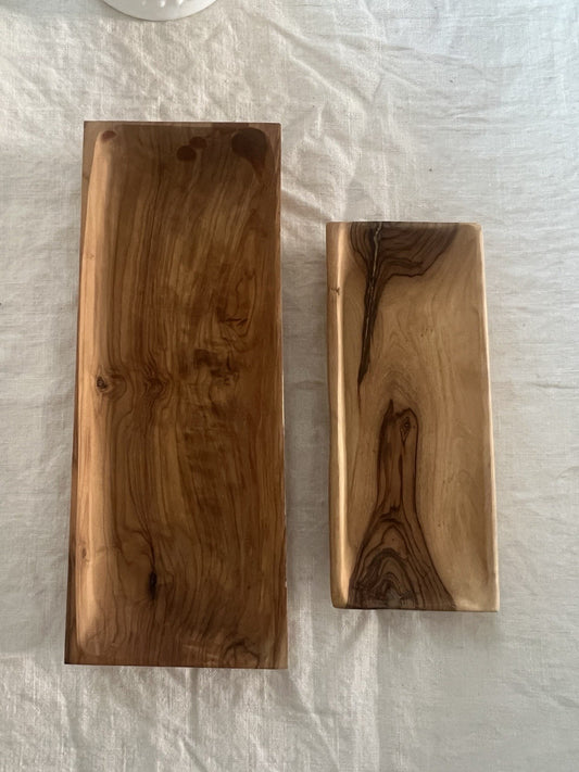 Vintage Olive Wood Made In Israel c 1950's - 1960's Nesting Trays