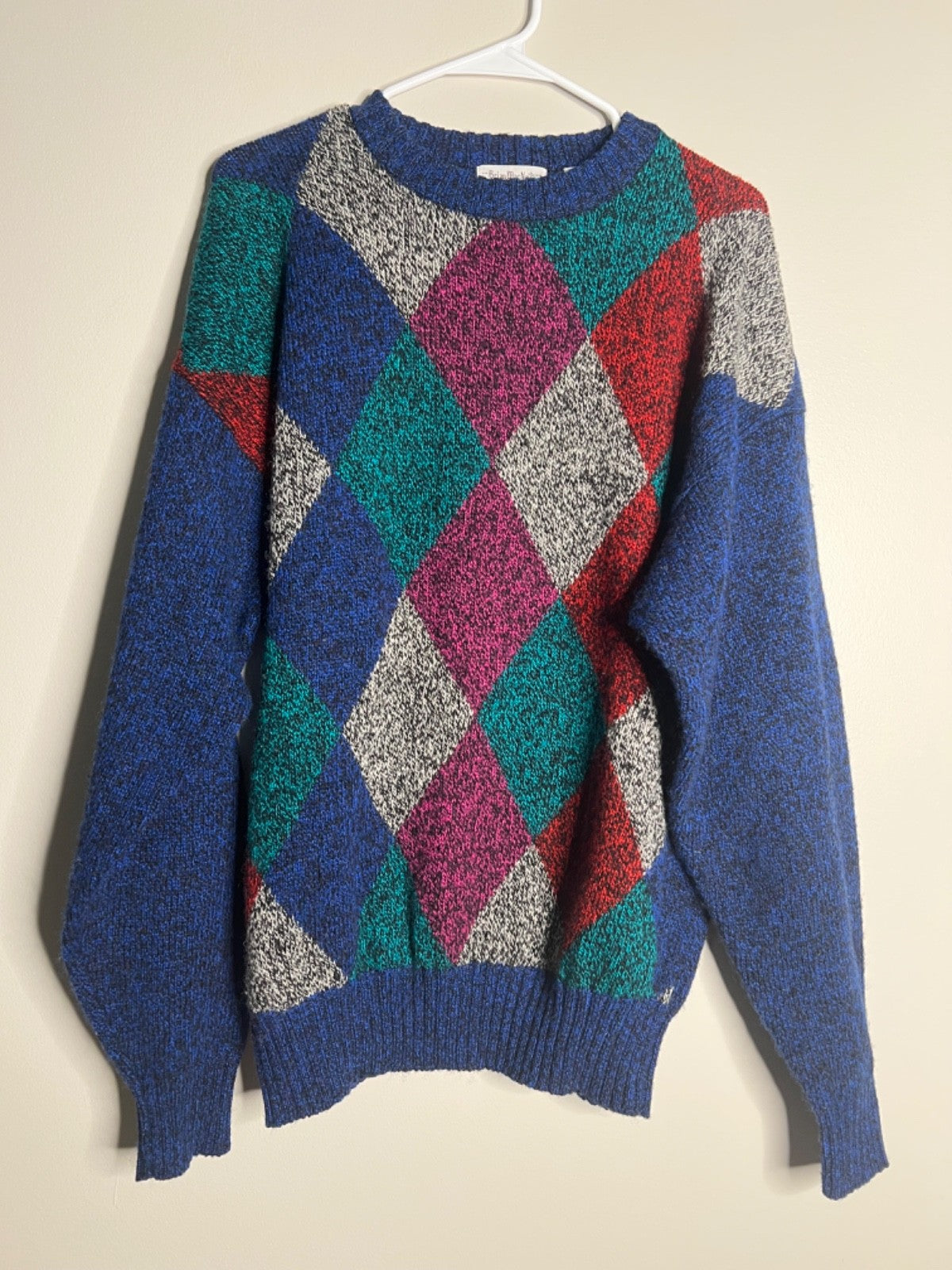 Vintage 1960 Argyle DAD Men's Sweater Brian MacNeil Shetland Wool MCM XL