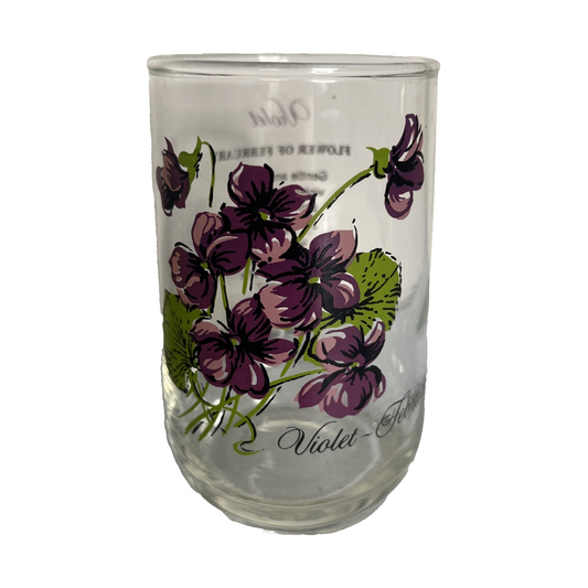 Drnking Glass 1950s Brockway Flower of The Month Violet February