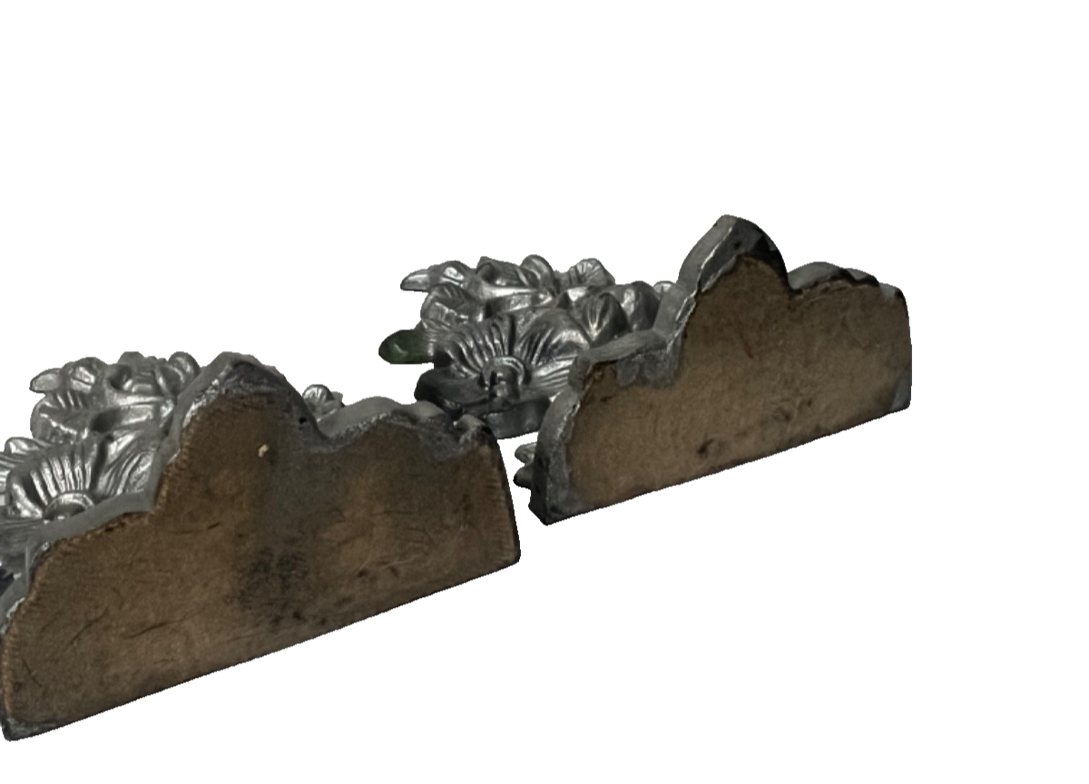 Seagull Pewter flowers Bookends vintage Canada 1990s