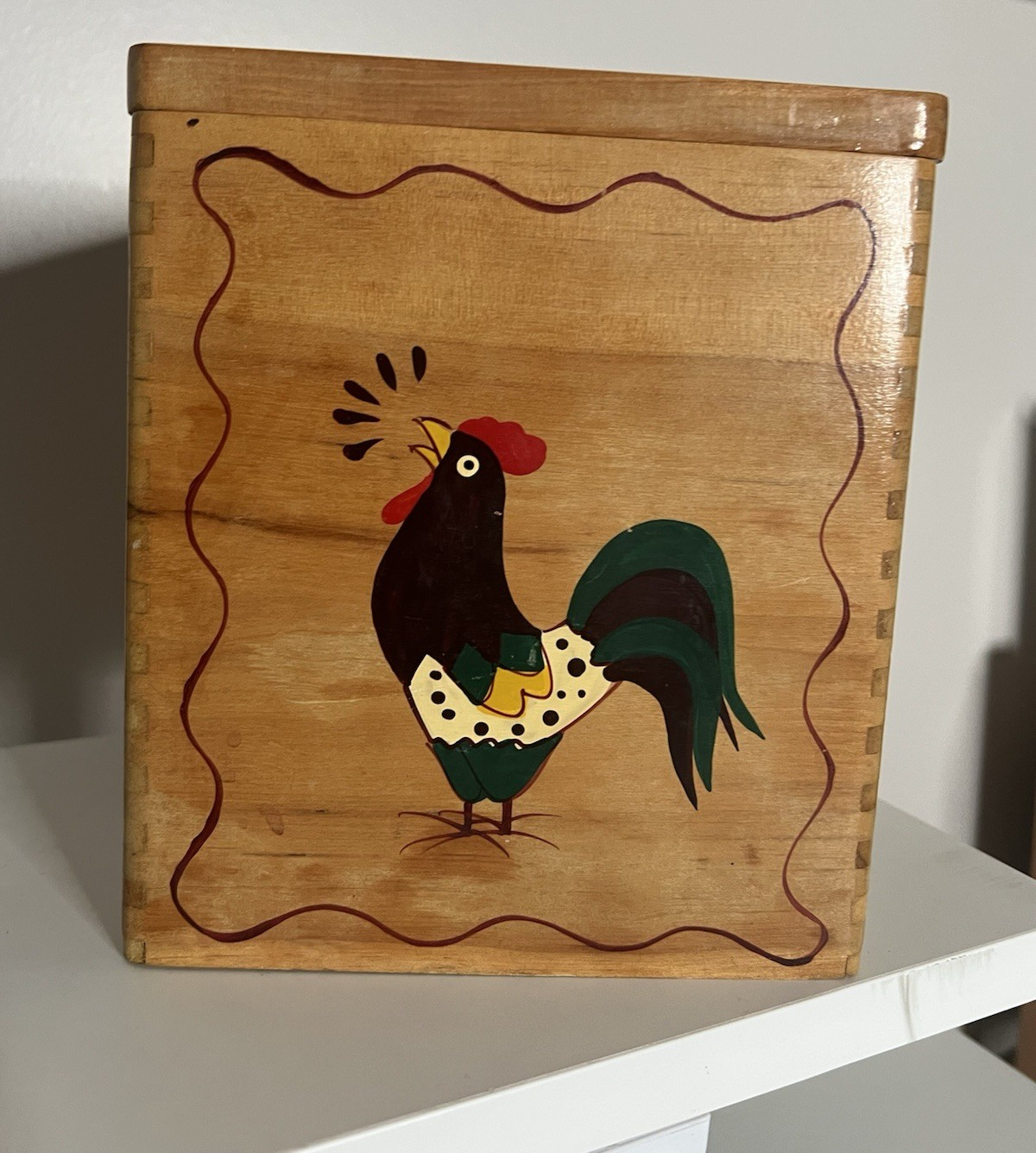 Vintage Holly-Woodware Canisters (2) Handpainted Rooster w/Trim Nestled, Awesome