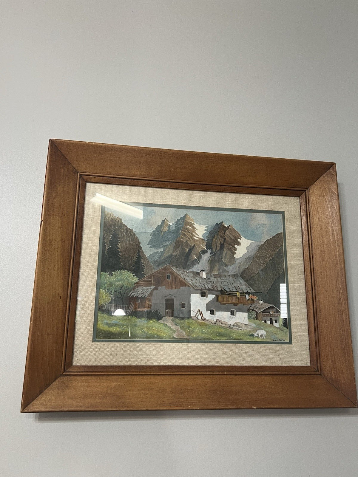 1960 Vintage Original Oil Painting Spring Alpine Landscape Signed & Framed