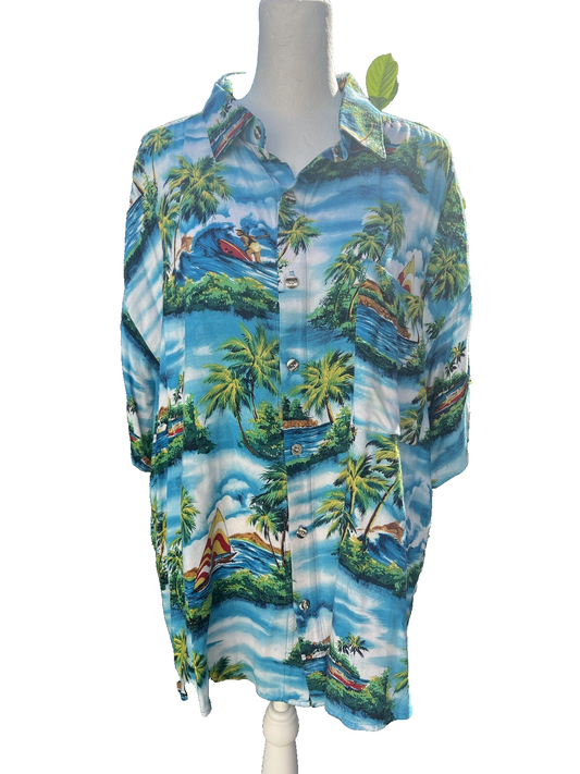 Vtg Men's M Paradise of the Pacific Hawaiian Button Up Aloha Shirt USA Made