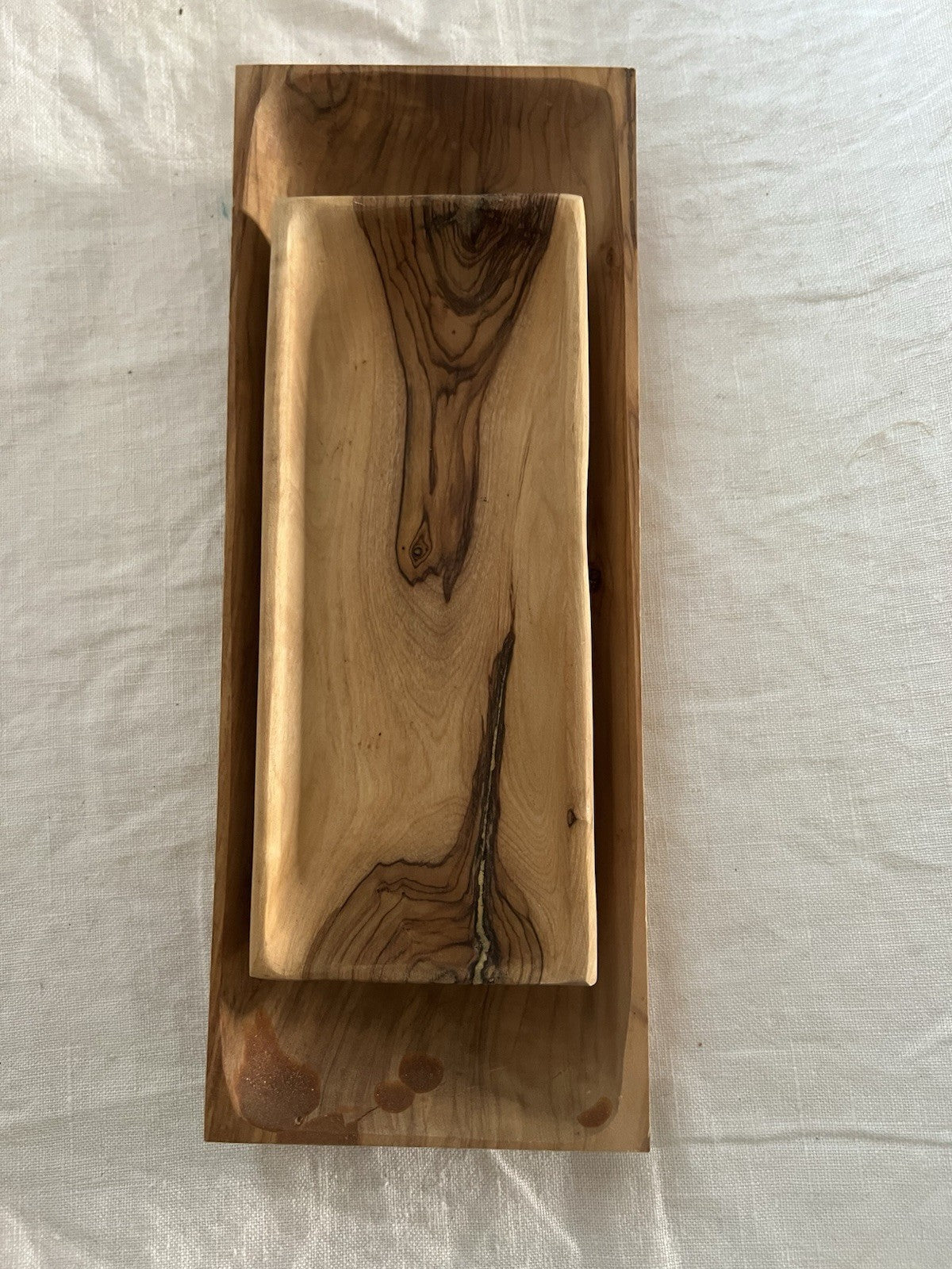 Vintage Olive Wood Made In Israel c 1950's - 1960's Nesting Trays